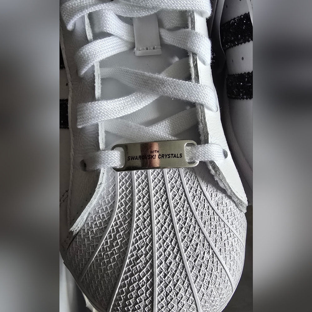 NIB - adidas Superstar Swarovski White Black dust bag Included Size 6.5 Womens - Picture 6 of 10